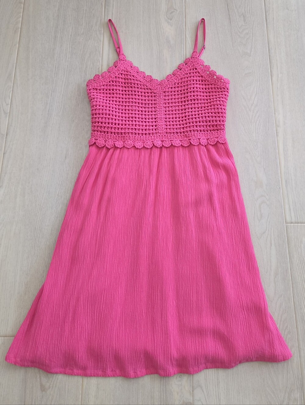 🌷Pink Crochet Bust Sundress